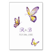 Vlindertafelnummers Paarse & Gele Waterverf Kaart (Achterkant)