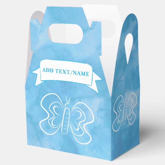 Vlindertekening Aangepaste Blauwe Waterverf Bedankdoosjes (Geopend)