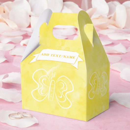 Vlindertekening Aangepaste Gele Waterverf Bedankdoosjes (Huwelijk)
