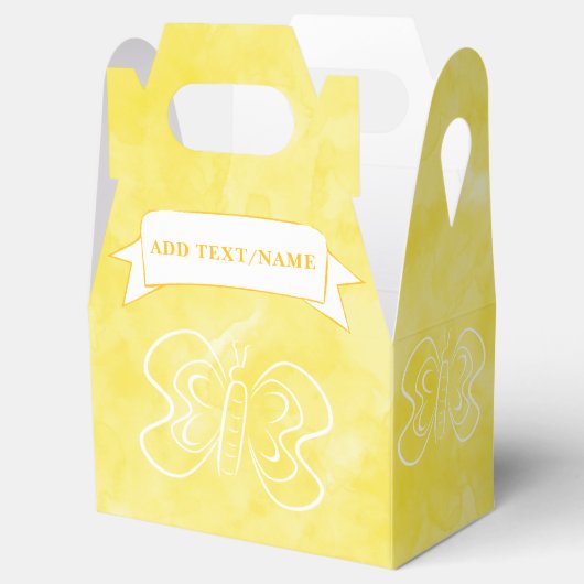 Vlindertekening Aangepaste Gele Waterverf Bedankdoosjes (Geopend)