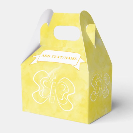 Vlindertekening Aangepaste Gele Waterverf Bedankdoosjes (Voorkant Zijde)