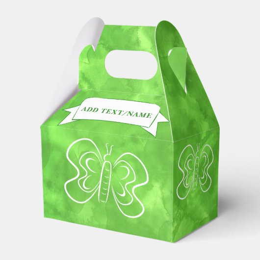 Vlindertekening Aangepaste groene Waterverf Bedankdoosjes (Achterkant)