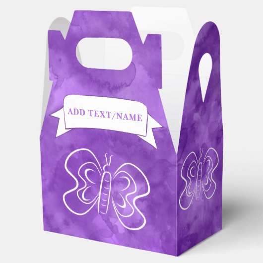 Vlindertekening Aangepaste Paarse Waterverf Bedankdoosjes (Geopend)