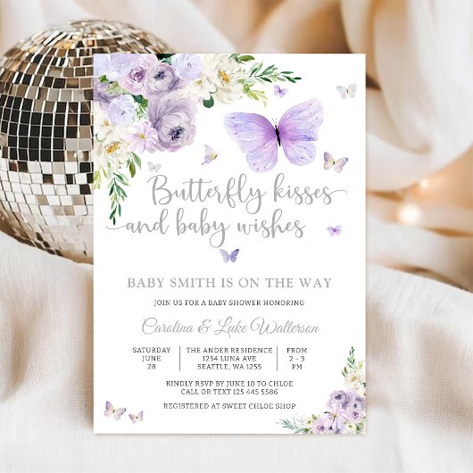 Vlinderthema Baby Shower Uitnodiging