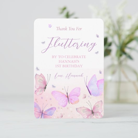 Vlinderthema bedankkaart (Staand voorkant)