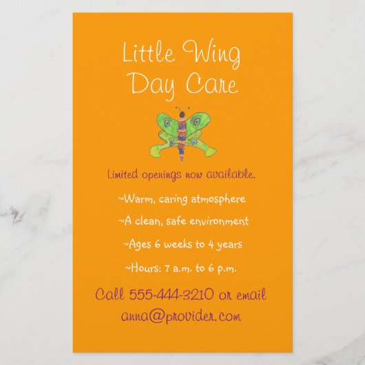 Vlinderthema kinderopvang flyer (Voorkant)