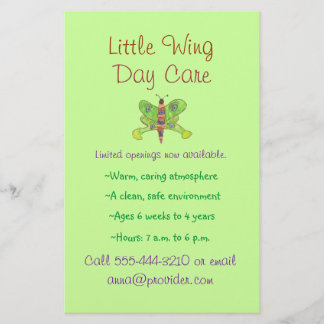 Vlinderthema kinderopvang flyer