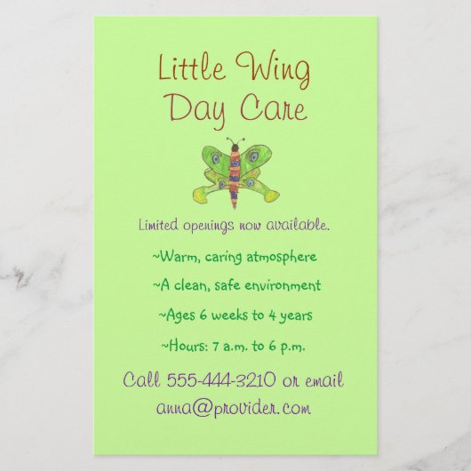 Vlinderthema kinderopvang flyer (Voorkant)