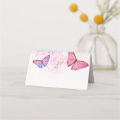 Vlinderthema Meisje Verjaardagsfeest Tenten Plaatskaartje (Achterkant)