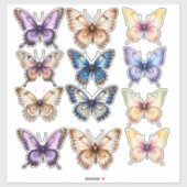 Vlindertijdschrift Aquarel Scrapbook Briefpapier Sticker (Vel)