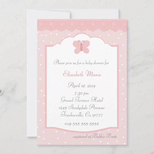 Vlindertje Baby Shower Kaart (Voorkant)