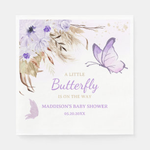 Vlindertje Baby Shower met bloemen Servet