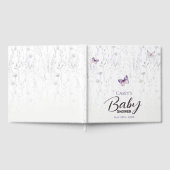 Vlindertje Baby Shower Paarse Boho Bloemenfeestje Gastenboek (Volledig)