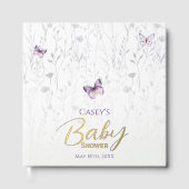 Vlindertje Baby Shower Paarse Boho Bloemenfeestje Gastenboek (Voorkant)