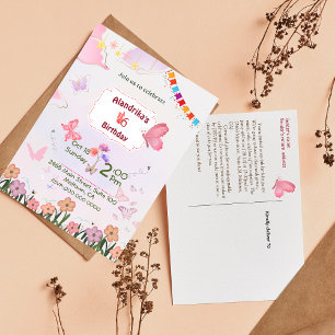 Vlindertje flap flap 6de verjaardagsuitnodiging briefkaart
