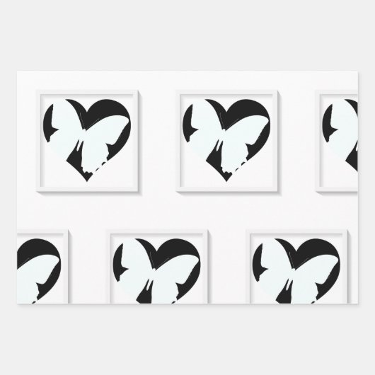 Vlindertje Hart Wit Inpakpapier Vel (Voorkant)