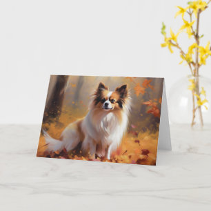 Vlindertje in herfstbladeren laat zich inspireren kaart