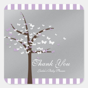 Vlindertje Lavendel & Grijs Baby Shower Sticker