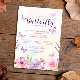 Vlindertje Pastel Waterverf Baby Shower Kaart