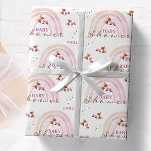 Vlindertjes Baby Shower Pastel Roze Cadeaupapier