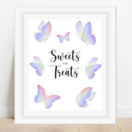 Vlindertractaties en lekkernijen baby shower poster