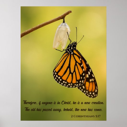 Vlindertransformatie 2 Korintiërs 5:17 Bijbel Poster (Voorkant)