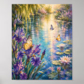 Vlindertuin Aquarel Kunstprint Poster (Voorkant)
