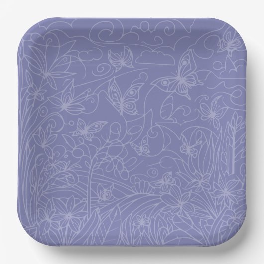 Vlindertuin Blauw Papieren Bordje (Voorkant)