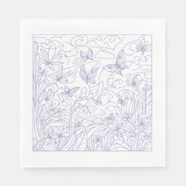 Vlindertuin Blauw Servet