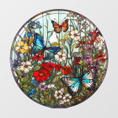 vlindertuin bloemig faux Glas in lood Raamsticker (Vel)