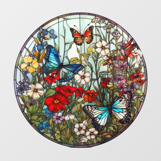 vlindertuin bloemig faux Glas in lood Raamsticker (Vel)
