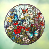 vlindertuin bloemig faux Glas in lood Raamsticker (Vel 3)