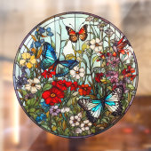 vlindertuin bloemig faux Glas in lood Raamsticker (Vel 2)