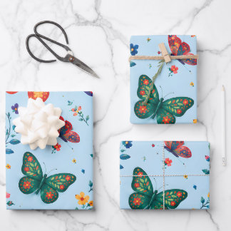 Vlindertuin Cadeaupapier – Kleurrijk Bloemmotief