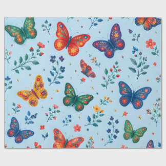 Vlindertuin Cadeaupapier – Kleurrijk Bloemmotief