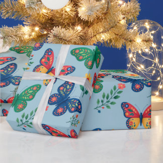 Vlindertuin Cadeaupapier – Kleurrijk Bloemmotief