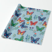 Vlindertuin Cadeaupapier – Kleurrijk Bloemmotief (Uitgerold)