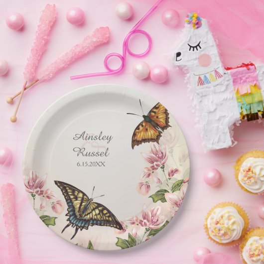 Vlindertuin Custom Papieren Borden Papieren Bordje (Feest)