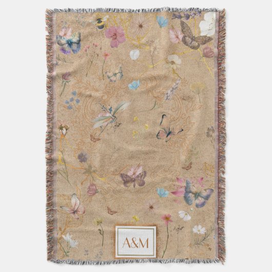 Vlindertuin  gooien deken (Voorkant Verticaal)