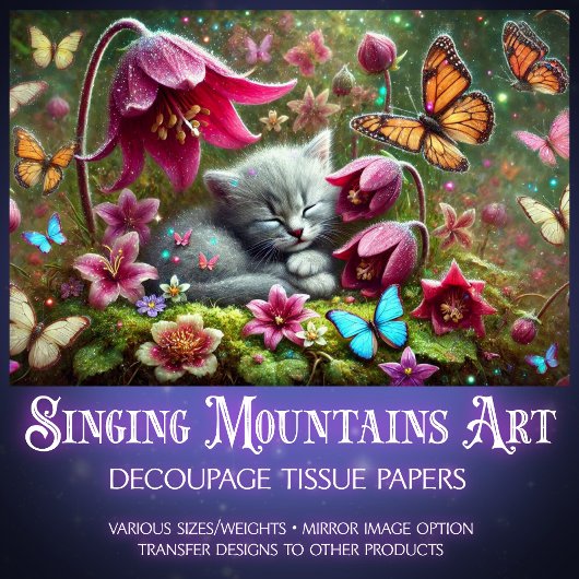 Vlindertuin Kitten Dromen Decoupage  Tissuepapier