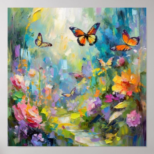 Vlindertuin Moderne Abstracte schilderkunst Poster (Voorkant)