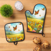 Vlindertuin  ovenwant & pannenlap set (Top down)