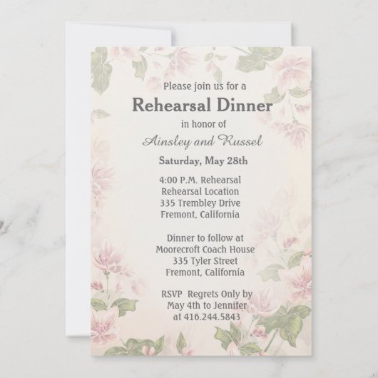 Vlindertuin repetitie diner kaart (Achterkant)