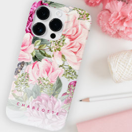 vlindertuin roze bloemig Case-Mate iPhone 14 pro hoesje
