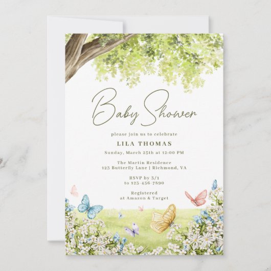 vlindertuin schattig grillig lente Baby shower Kaart (Voorkant)