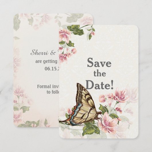 Vlindertuin Trouw Save The Date Kaart (Voorkant / Achterkant)