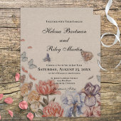 vlindertuin vintage bruiloft kaart