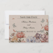 vlindertuin vintage bruiloft save the date (Voorkant)