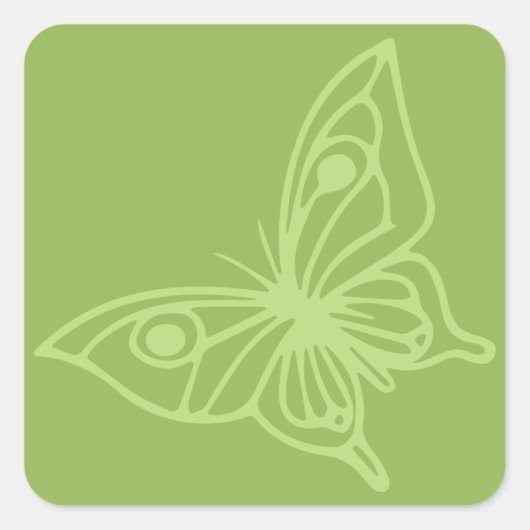 Vlindertuin Vlinder Groen Vierkante Sticker (Voorkant)