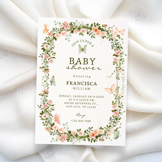 Vlindertuin vlinders baby shower kaart